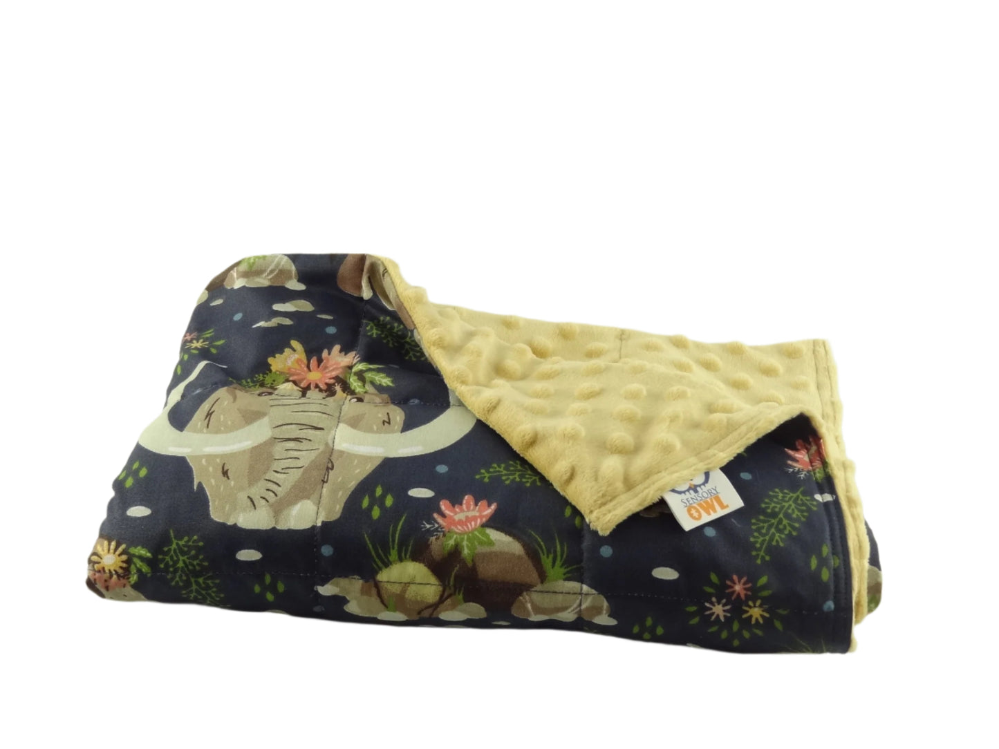 60x80cm, Mammoth Print & Cappuccino Plush Weighted Blanket, 2kg