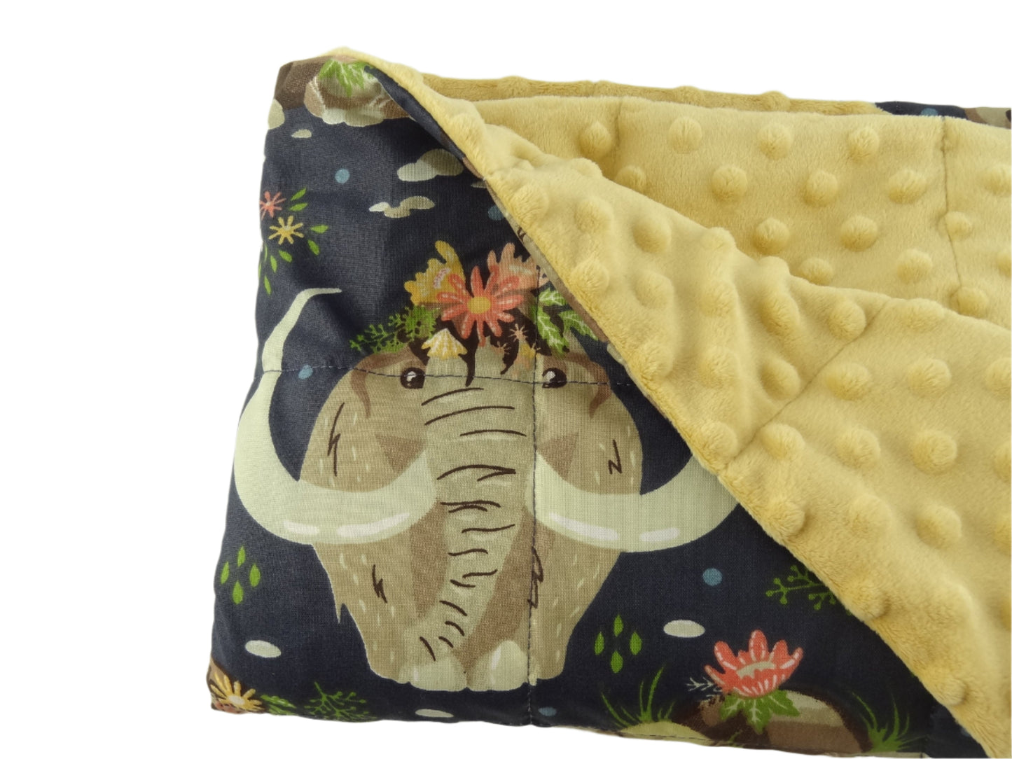 60x80cm, Mammoth Print & Cappuccino Plush Weighted Blanket, 2kg