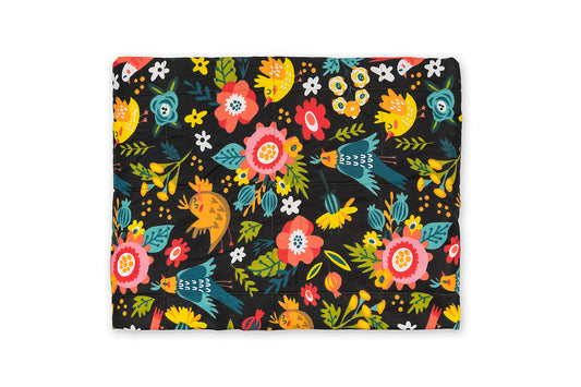 BIRDS 'N' FLOWERS WEIGHTED BLANKET top side