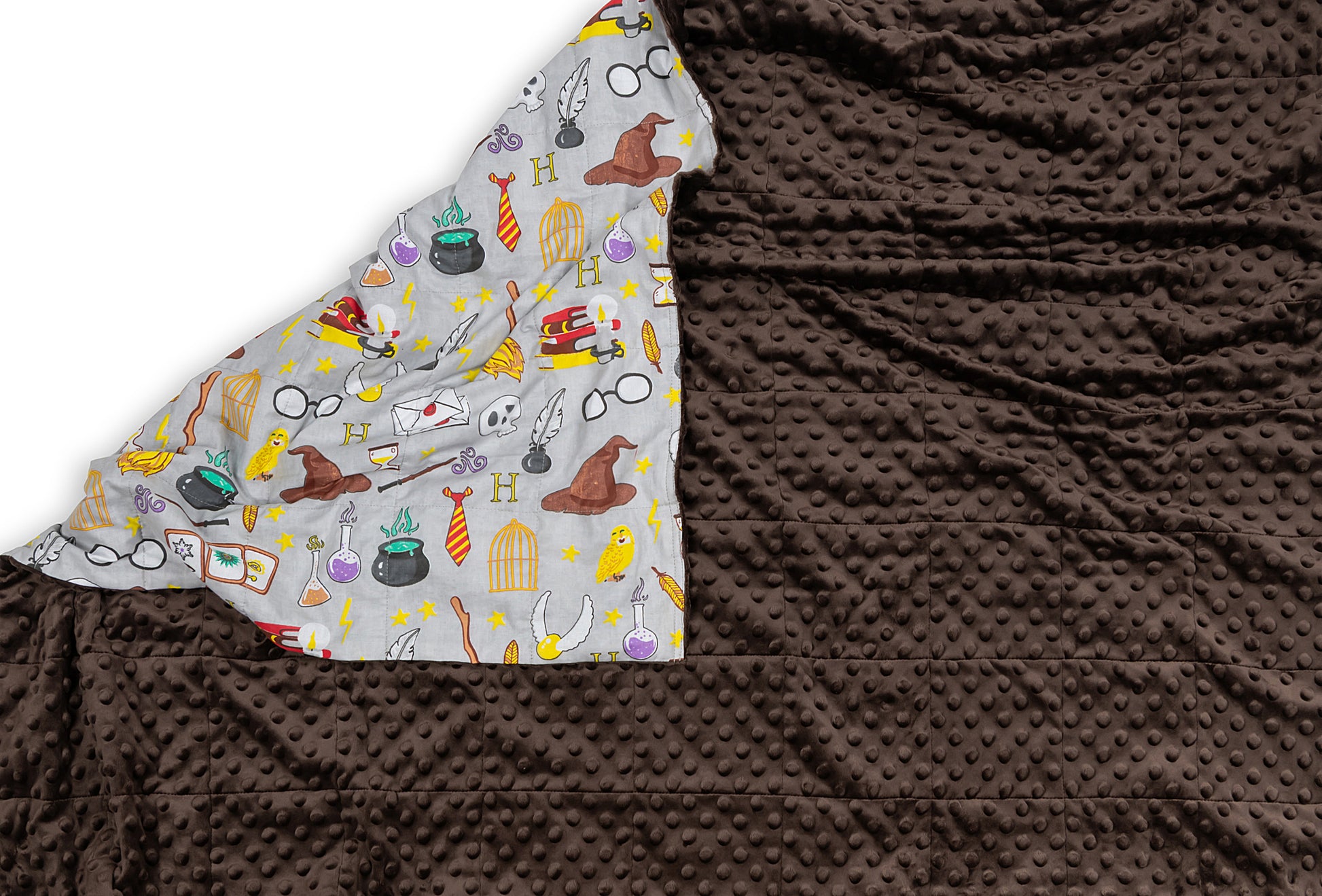 weighted blanket with plush side facing up