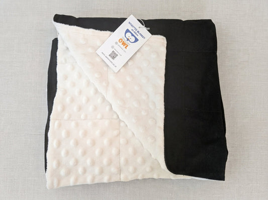 Black Cotton & White Plush Weighted Blanket
