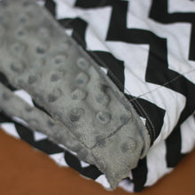 Load image into Gallery viewer, PREMADE ZIG ZAG &amp; DARK GREY MINKY WEIGHTED BLANKET | SENSORY OWL